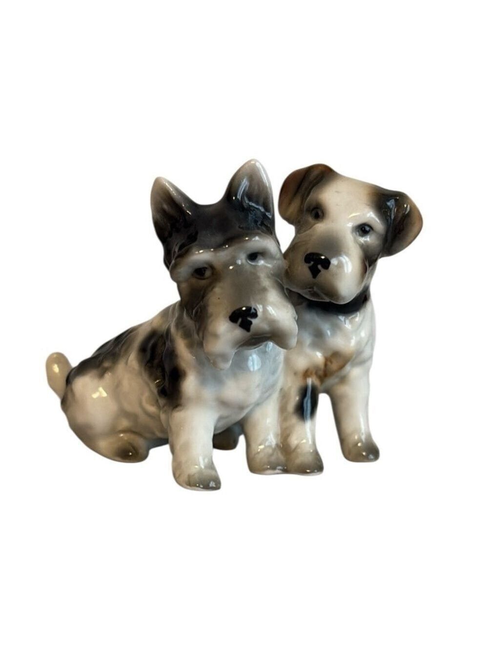 Antique Porcelain Dog Figurine Scottie Terrier and Jack Russell Terrier Germany